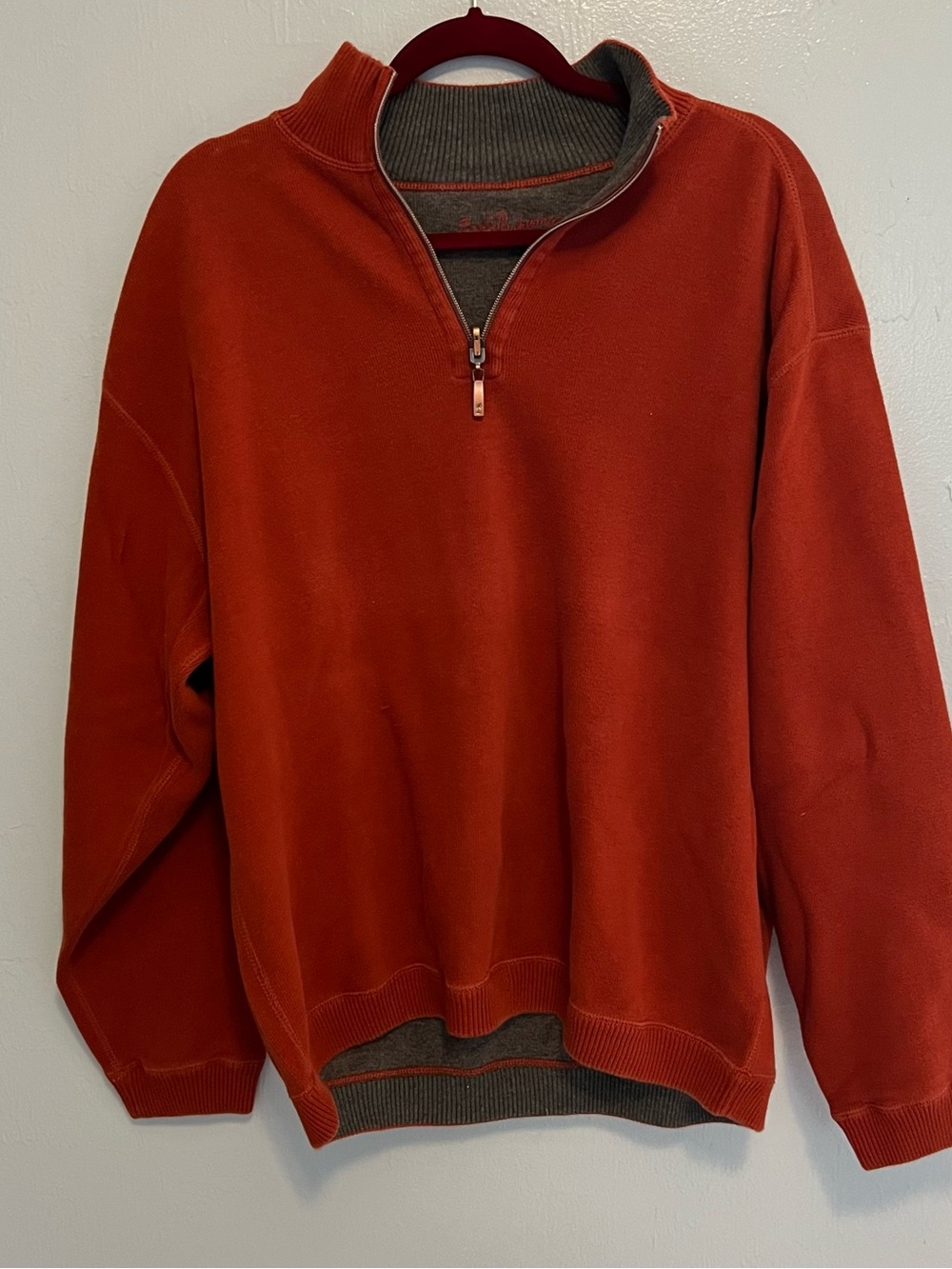 Tommy Bahama Men's Zip-Up Sweater in Rust